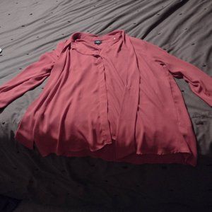 Womens XL red Wassio blouse long sleeve button up, tie